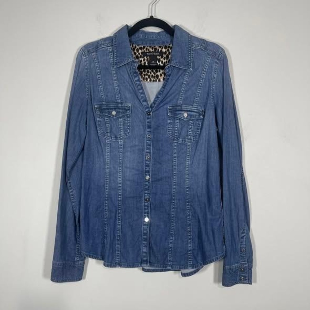 White House Black Market Blue Button Down Shirt- Demin Shirt